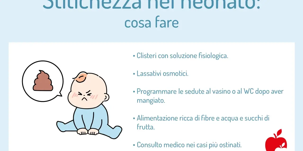 Bambino che fa la cacca con espressione contrariata, simbolo di stitichezza.