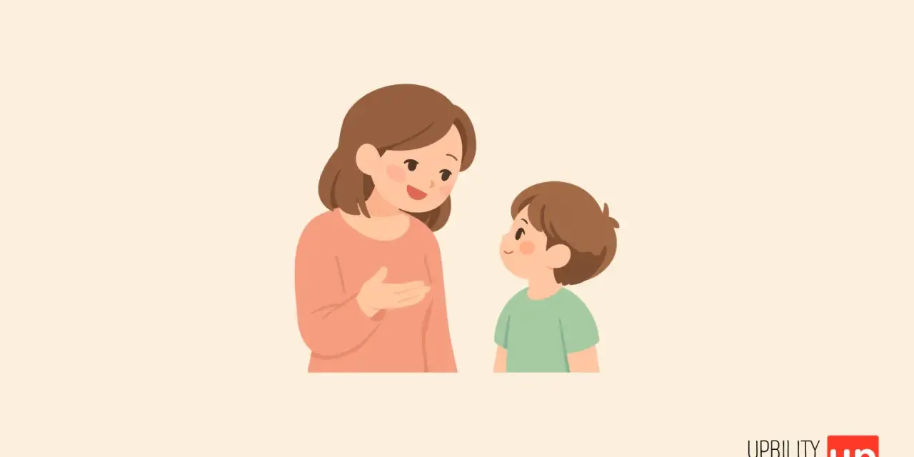 Donna parla con un bambino, suggerimenti su come sbloccare un bambino che non parla.