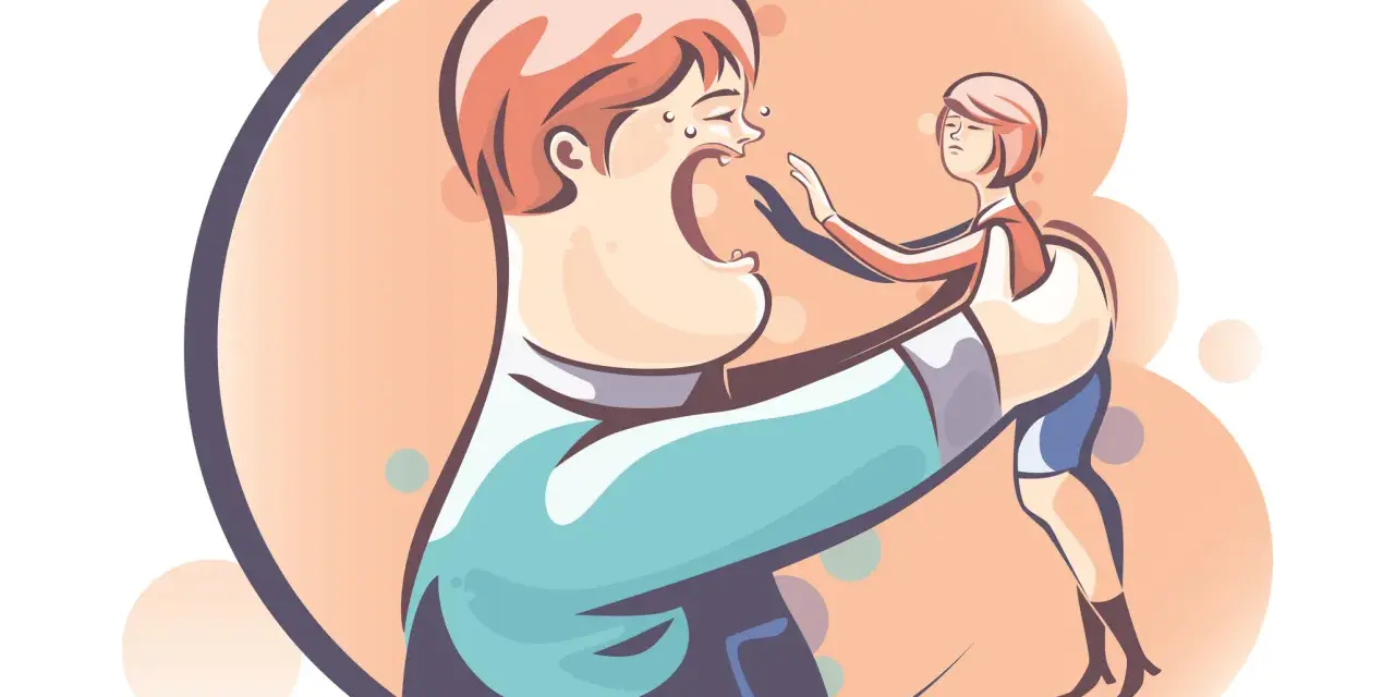 Un padre urla, disperato, mentre una figlia lo respinge. Un momento difficile, quando i figli ti feriscono.
