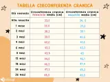 Tabella con la circonferenza testa neonato per età e sesso. Dati utili per monitorare la crescita.