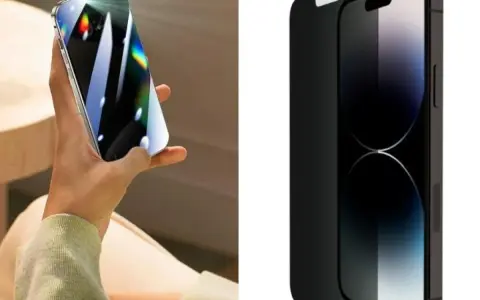 Schermo del cellulare con pellicola privacy. Lui non vuole che guardo il suo cellulare, ma questa protezione lo rende impossibile.