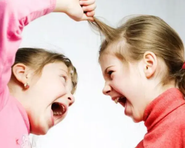 Due bambine urlano e si tirano i capelli, un classico esempio di litigi tra fratelli psicologia.