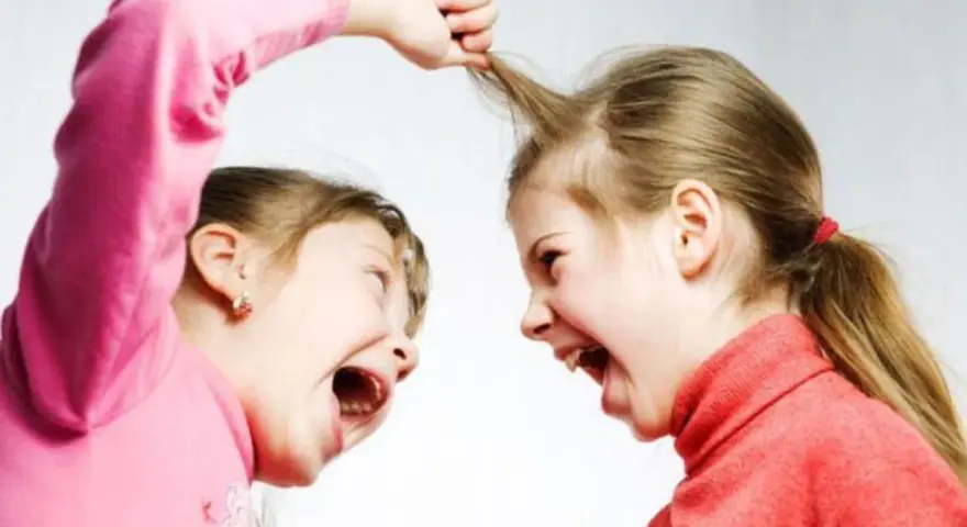 Due bambine urlano e si tirano i capelli, un classico esempio di litigi tra fratelli psicologia.
