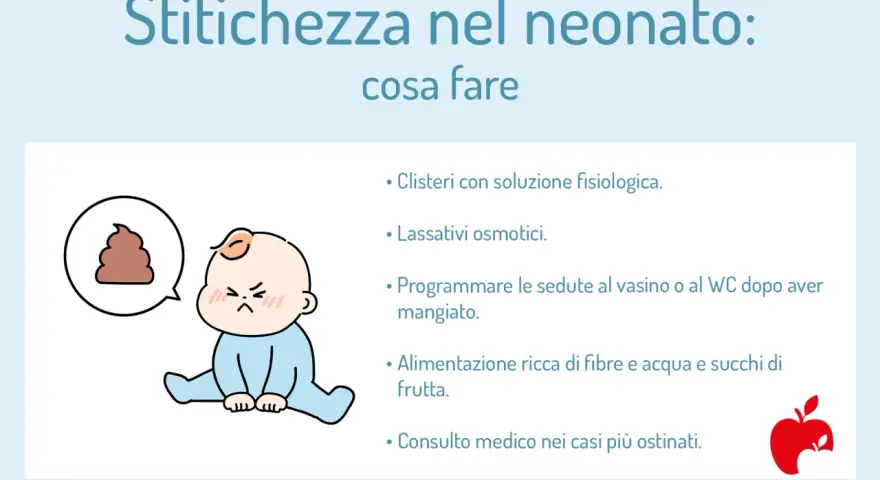 Bambino che fa la cacca con espressione contrariata, simbolo di stitichezza.