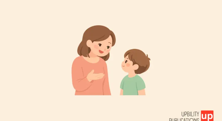 Donna parla con un bambino, suggerimenti su come sbloccare un bambino che non parla.
