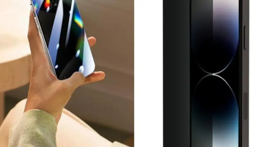 Schermo del cellulare con pellicola privacy. Lui non vuole che guardo il suo cellulare, ma questa protezione lo rende impossibile.
