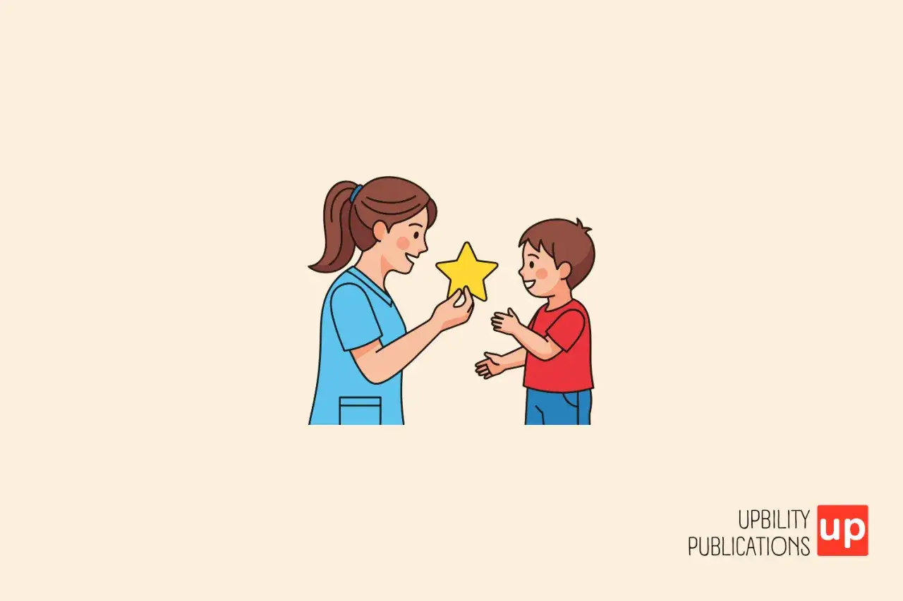 Una maestra premia un bambino di 2 anni, sperando di placare i suoi capricci continui con una stella dorata.